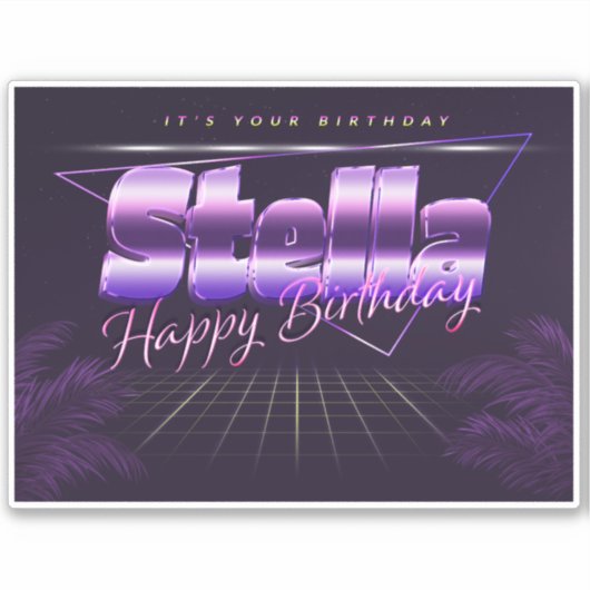 Stella Name Vorname lila retro Sticker Geburtstag (Voorkant)