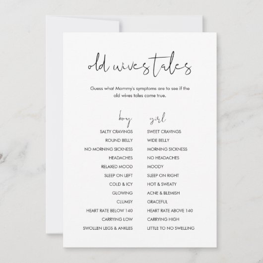 STELLA Oude vrouwen Tales Baby shower Game Kaart (Voorkant)
