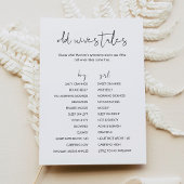 STELLA Oude vrouwen Tales Baby shower Game Kaart