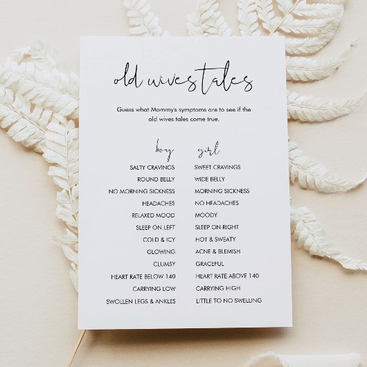 STELLA Oude vrouwen Tales Baby shower Game Kaart