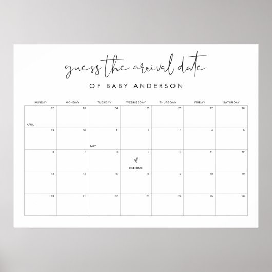 STELLA Raad de aankomstdatum Baby shower spel Poster (Voorkant)