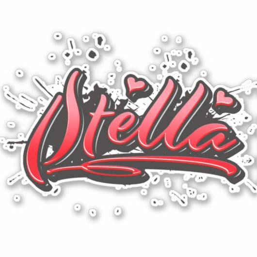 Stella red Heart Graffiti Aufkleber Sticker (Voorkant)