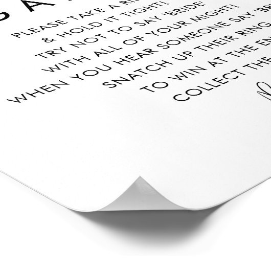 STELLA Ring Game Vrijgezellenfeest Sign Poster (Hoek)