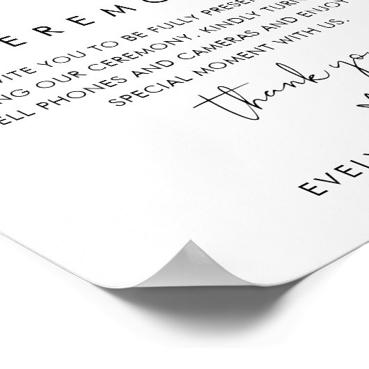 STELLA Unplugged Trouwceremonie Teken Poster (Hoek)