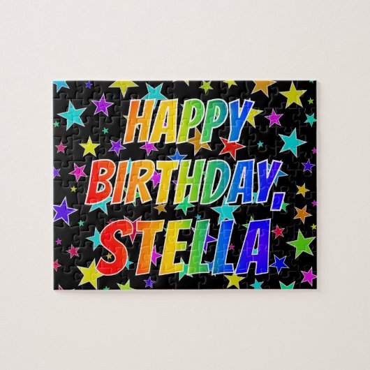 "STELLA" Voornaam, geun "HAPPY BIRTHDAY" Legpuzzel (Horizontaal)