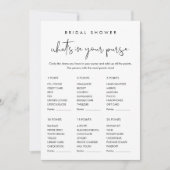 STELLA Wat zit er in je tas Vrijgezellenfeest spel Kaart (Voorkant)