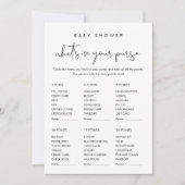 STELLA Whats In Uw Portemonnee Baby shower Spel Ka Kaart (Voorkant)