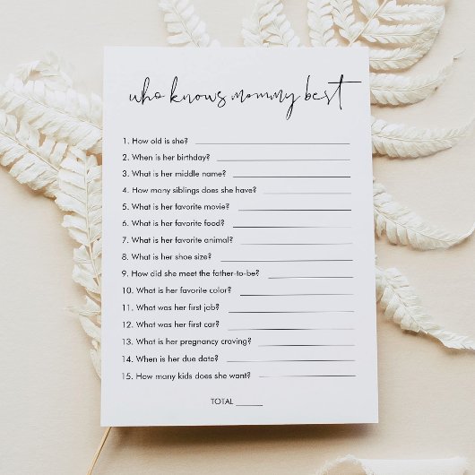 STELLA Wie weet mama beste Baby shower spel Kaart