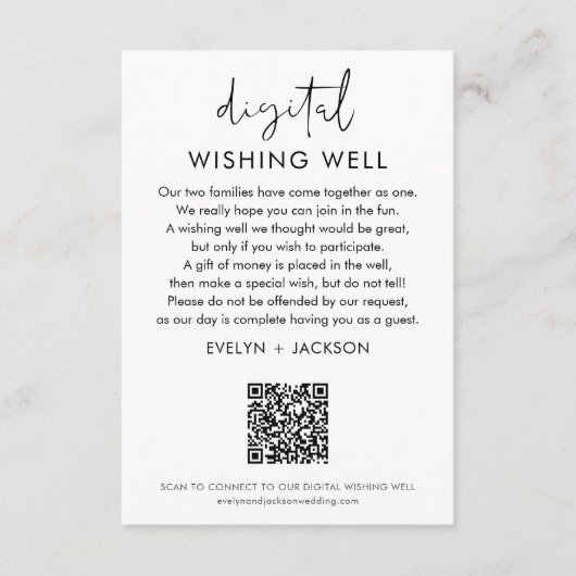 STELLA Wishing Well QR Code Bruiloft Informatiekaartje (Voorkant)