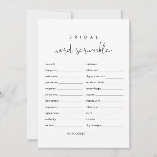 STELLA Word Scramble Vrijgezellenfeest Game Kaart (Voorkant)