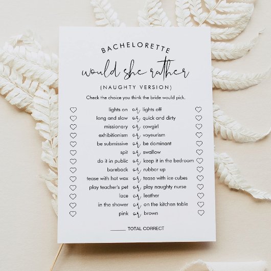 STELLA zou ze liever ondeugend vrijgezellenspel Kaart