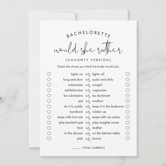 STELLA zou ze liever ondeugend vrijgezellenspel Kaart (Voorkant)