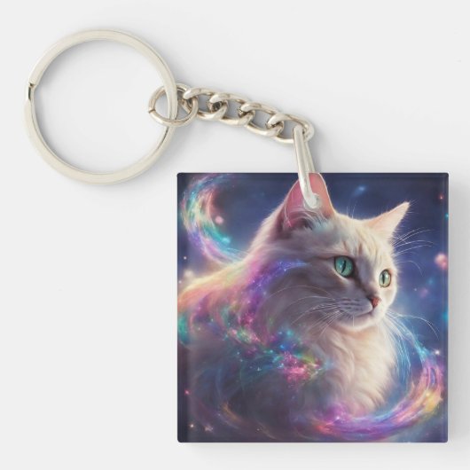 Stellair Kat- kosmische kattenkunst Sleutelhanger (voorkant)