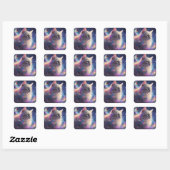 Stellair Kat- kosmische kattenkunst Vierkante Sticker (Vel)