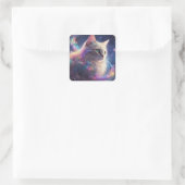 Stellair Kat- kosmische kattenkunst Vierkante Sticker (Tas)