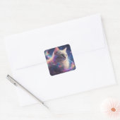 Stellair Kat- kosmische kattenkunst Vierkante Sticker (Envelop)