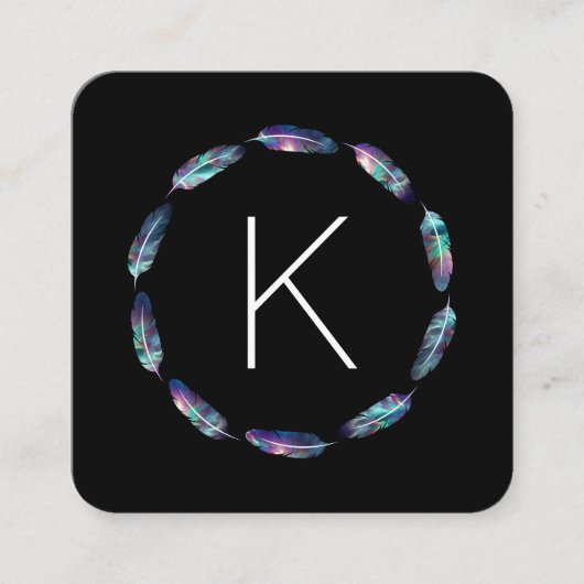 Stellair verlooppatroon met monogram vierkante visitekaartje (Voorkant)