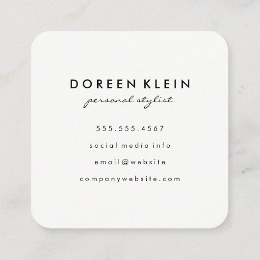 Stellair verlooppatroon met monogram vierkante visitekaartje (Achterkant)