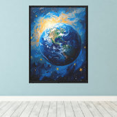 Stellaire Aarde Impressionistische Canvas Afdruk (Insitu (Houten vloer))
