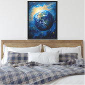 Stellaire Aarde Impressionistische Canvas Afdruk (Insitu (Slaapkamer))