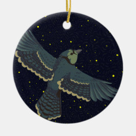 Stellaire Blauwe Gaai Keramisch Ornament