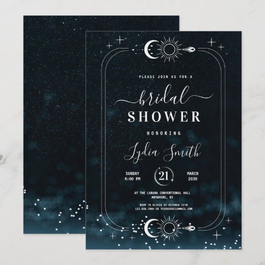 Stellaire Bruiloft Bridal Shower Hemelse uitnodigi Kaart (Voorkant / Achterkant)