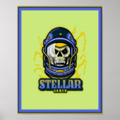 Stellaire gamer schedel met helmPoster Poster (Voorkant)