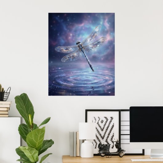 Stellaire Libelle Kosmische Gloed Poster (Thuiskantoor)