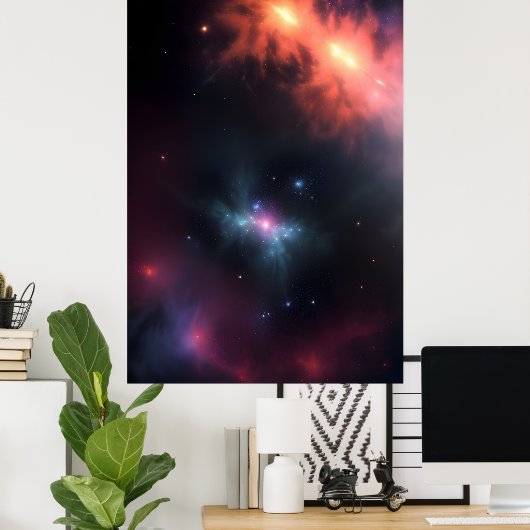 Stellaire nevel kosmische gloed poster (Thuiskantoor)