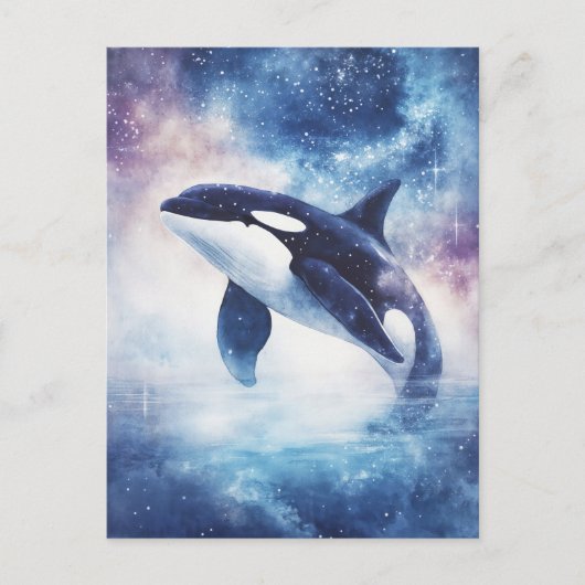 Stellaire Orka Walvis Melkweg Nacht Briefkaart (Voorkant)