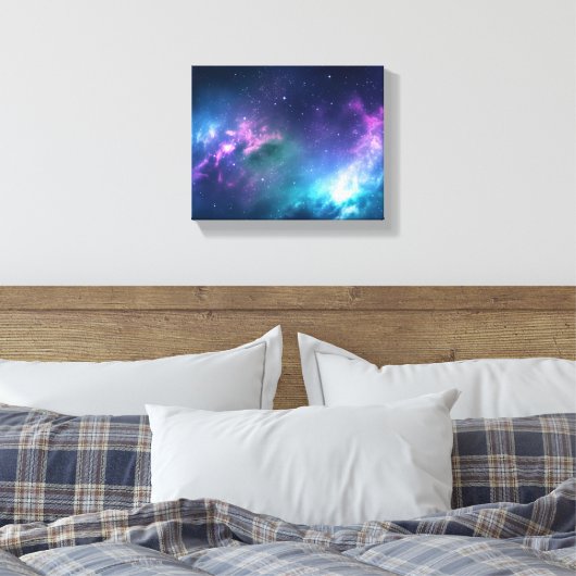 Stellaire verlichting: Nebula met gloeiende sterre Canvas Afdruk (Insitu (Slaapkamer))