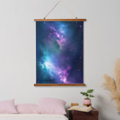 Stellaire verlichting: Nebula met gloeiende sterre Hangend Wandkleed (Slaapkamer)