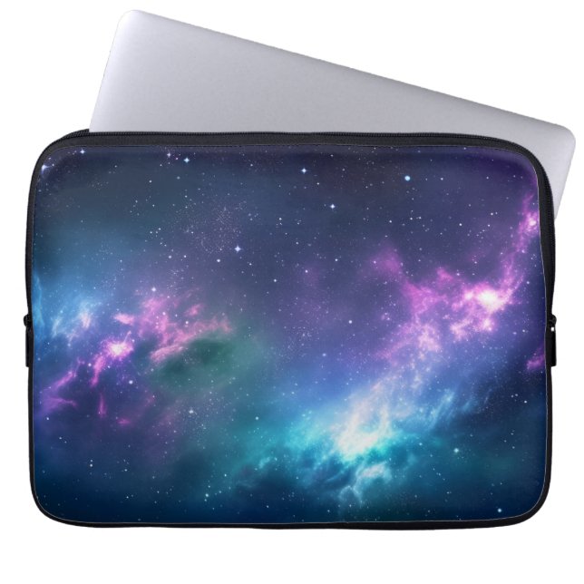 Stellaire verlichting: Nebula met gloeiende sterre Laptop Sleeve (Voorkant)