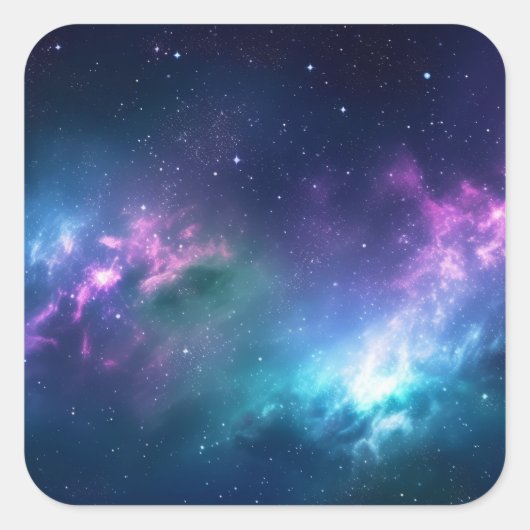 Stellaire verlichting: Nebula met gloeiende sterre Vierkante Sticker (Voorkant)