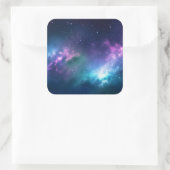 Stellaire verlichting: Nebula met gloeiende sterre Vierkante Sticker (Tas)