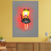 Stellalunarts Cute Girl Halloween Cat Canvas Afdruk (Insitu (Woonkamer))