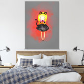 Stellalunarts Cute Girl Halloween Cat Canvas Afdruk (Insitu (Slaapkamer))