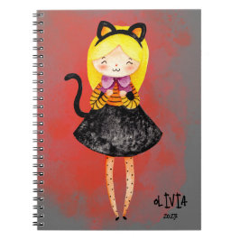 Stellalunarts Cute Girl Halloween Cat Notitieboek