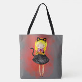 Stellalunarts Cute Girl Halloween Cat Tote Bag (Voorkant)