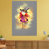 Stellalunarts Halloween Witch Cute Girl Canvas Afdruk (Insitu (Woonkamer))