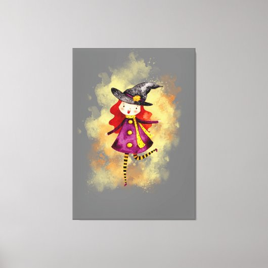 Stellalunarts Halloween Witch Cute Girl Canvas Afdruk (Voorkant)