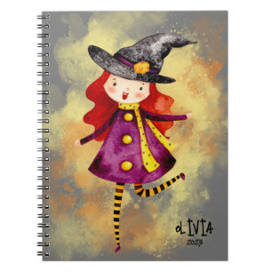 Stellalunarts Halloween Witch Cute Girl Notitieboek
