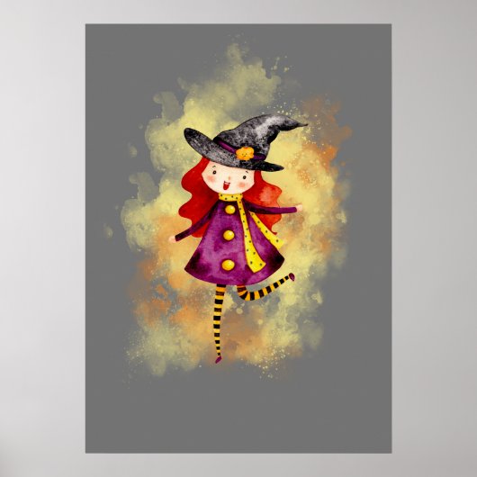 Stellalunarts Halloween Witch Cute Girl Poster (Voorkant)