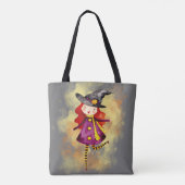 Stellalunarts Halloween Witch Cute Girl Tote Bag (Achterkant)