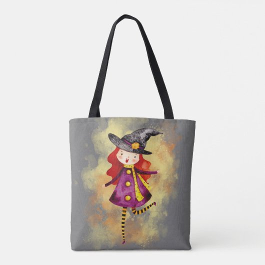 Stellalunarts Halloween Witch Cute Girl Tote Bag (Achterkant)