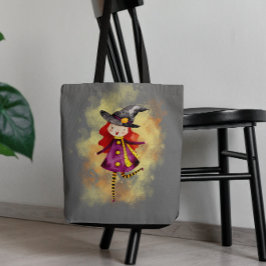 Stellalunarts Halloween Witch Cute Girl Tote Bag