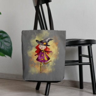 Stellalunarts Halloween Witch Cute Girl Tote Bag