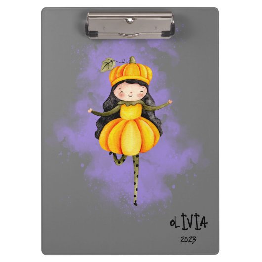 Stellalunarts Leuk Meisje Halloween Pompoen Klembord (Voorkant)