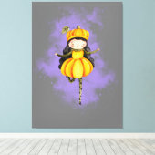 Stellalunarts Pumpkin Halloween Cute Girl Canvas Afdruk (Insitu (Houten vloer))