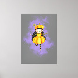 Stellalunarts Pumpkin Halloween Cute Girl Canvas Afdruk